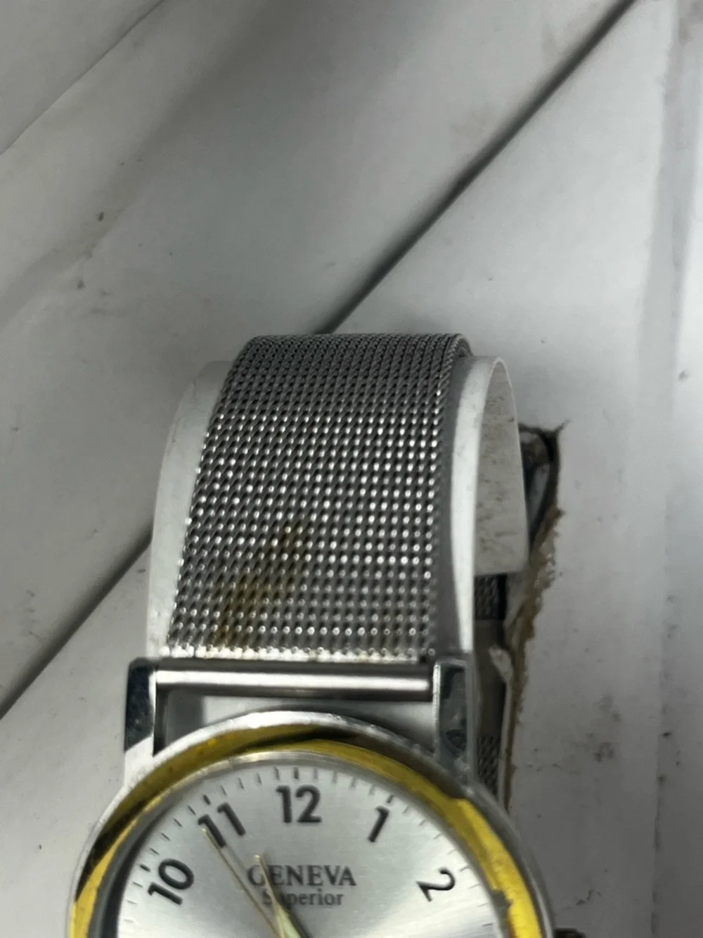 Geneva His & Hers Quartz Silver mesh band Silver/Gold link band Watch Bundle